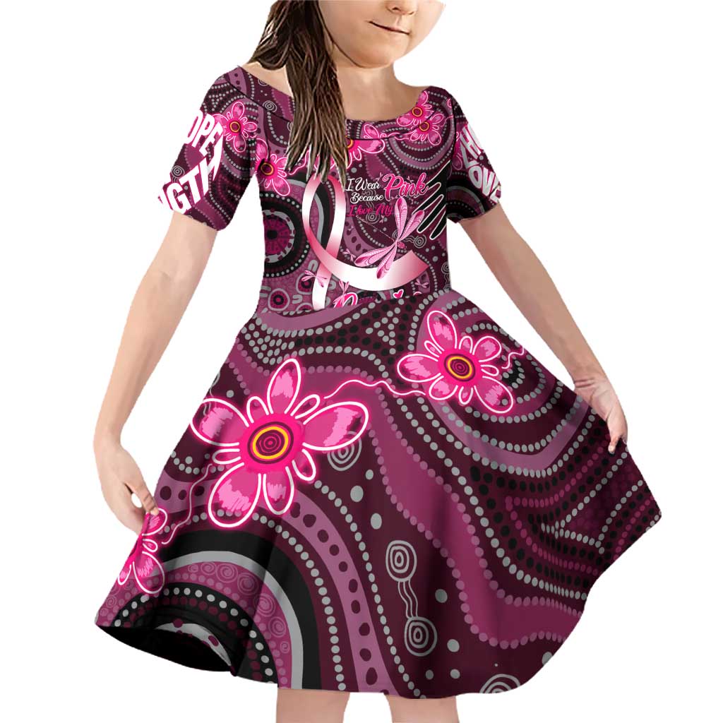 Breast Cancer Australian Aboriginal Family Matching Off Shoulder Short Dress and Hawaiian Shirt I Wear Pink Because I Love My Cousin
