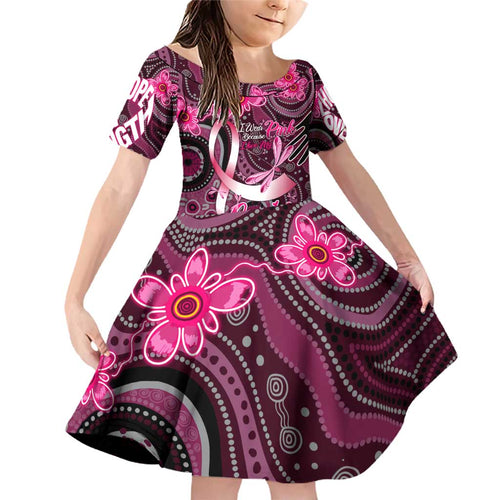 Breast Cancer Australian Aboriginal Family Matching Off Shoulder Short Dress and Hawaiian Shirt I Wear Pink Because I Love My Cousin