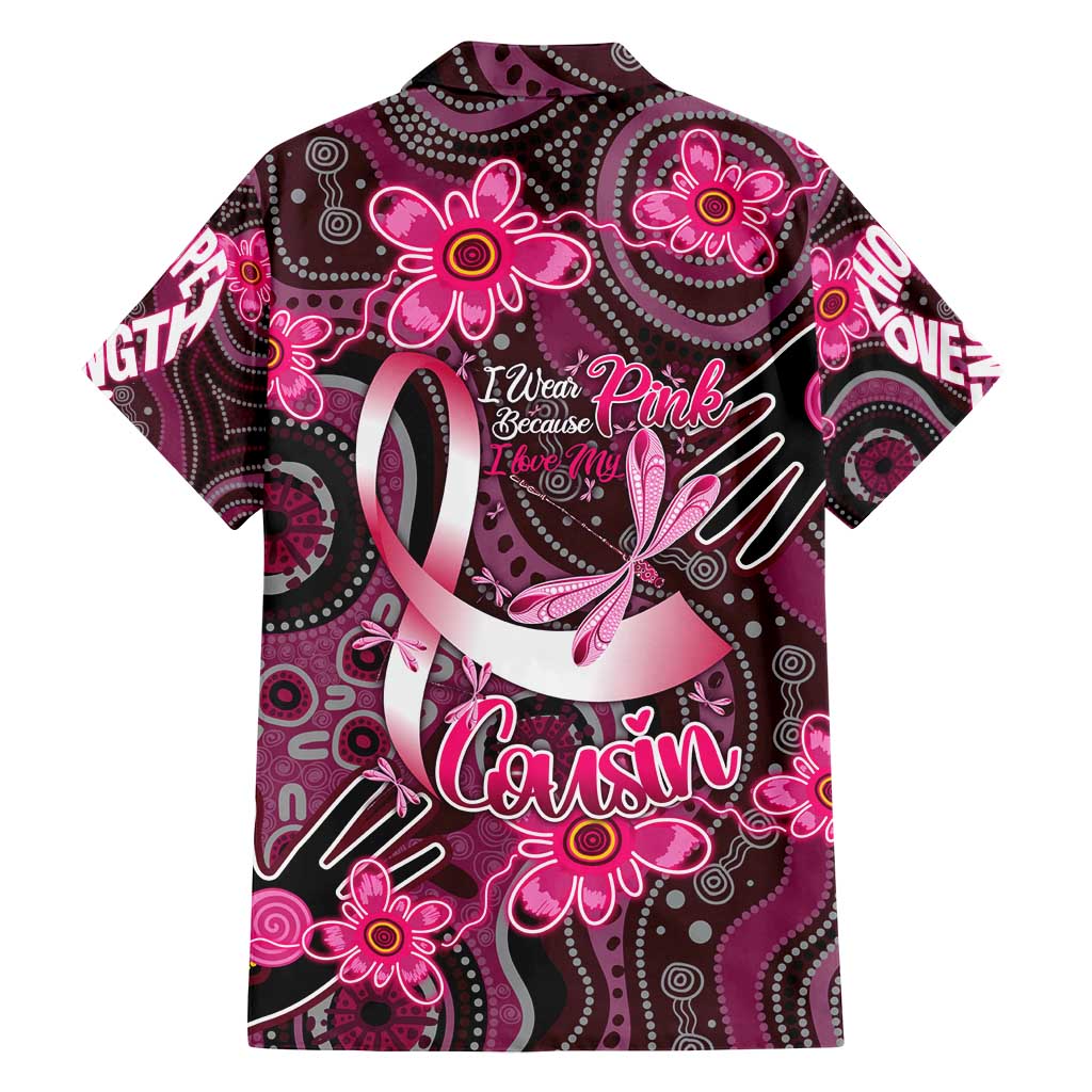 Breast Cancer Australian Aboriginal Family Matching Off Shoulder Short Dress and Hawaiian Shirt I Wear Pink Because I Love My Cousin