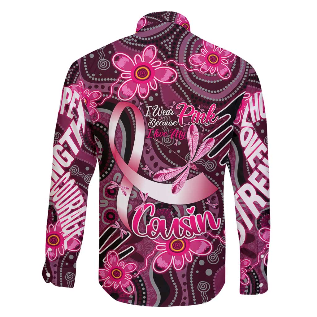 Breast Cancer Australian Aboriginal Family Matching Off Shoulder Short Dress and Hawaiian Shirt I Wear Pink Because I Love My Cousin