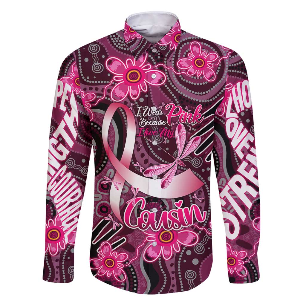 Breast Cancer Australian Aboriginal Family Matching Puletasi and Hawaiian Shirt I Wear Pink Because I Love My Cousin