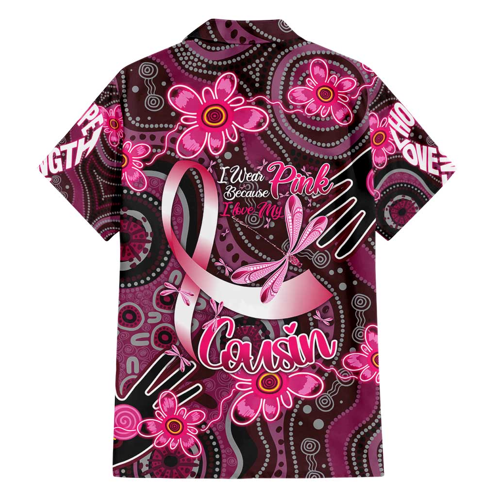 Breast Cancer Australian Aboriginal Family Matching Short Sleeve Bodycon Dress and Hawaiian Shirt I Wear Pink Because I Love My Cousin