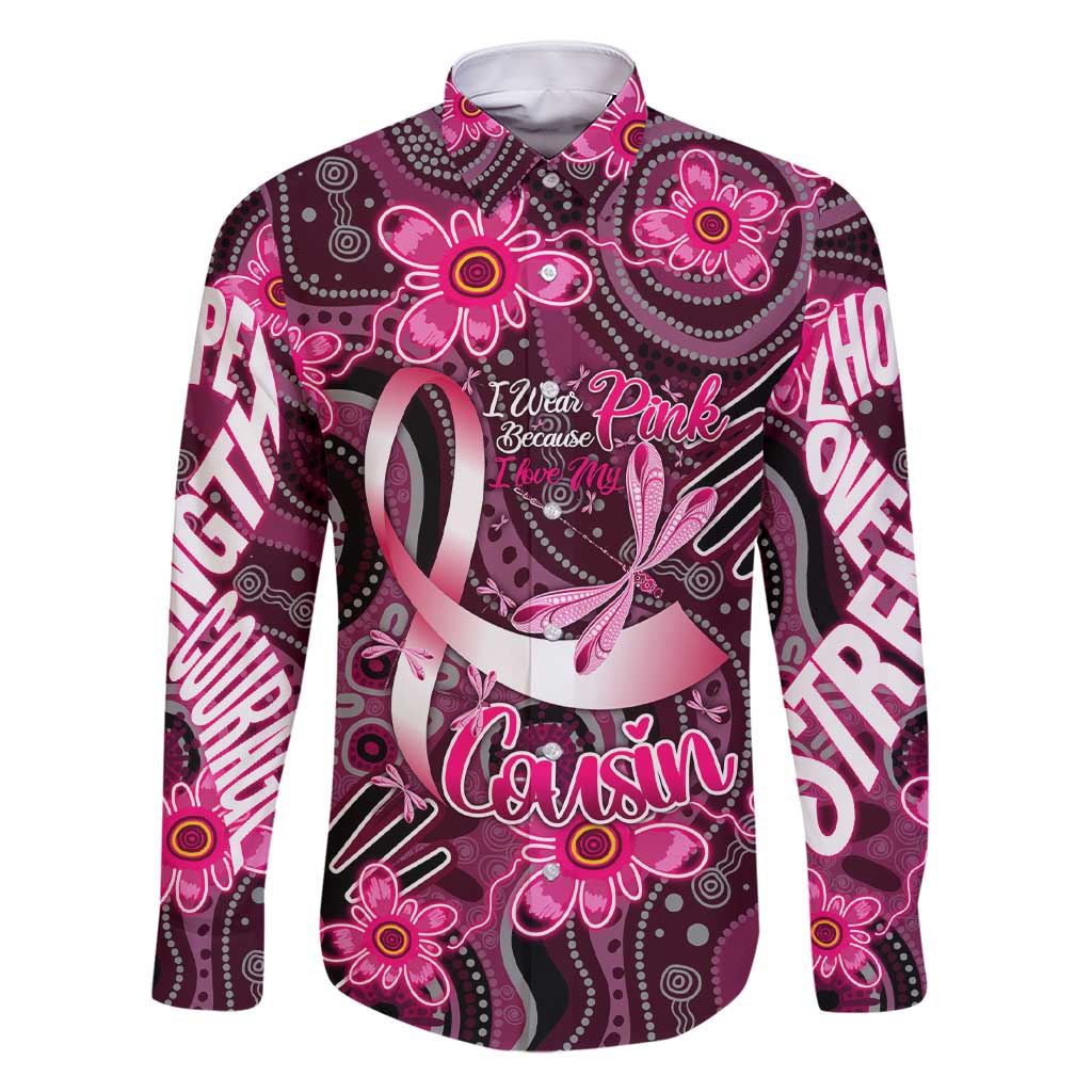 Breast Cancer Australian Aboriginal Family Matching Short Sleeve Bodycon Dress and Hawaiian Shirt I Wear Pink Because I Love My Cousin