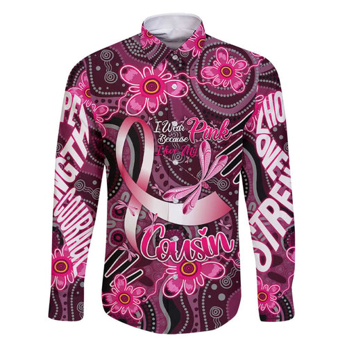 Breast Cancer Australian Aboriginal Family Matching Short Sleeve Bodycon Dress and Hawaiian Shirt I Wear Pink Because I Love My Cousin