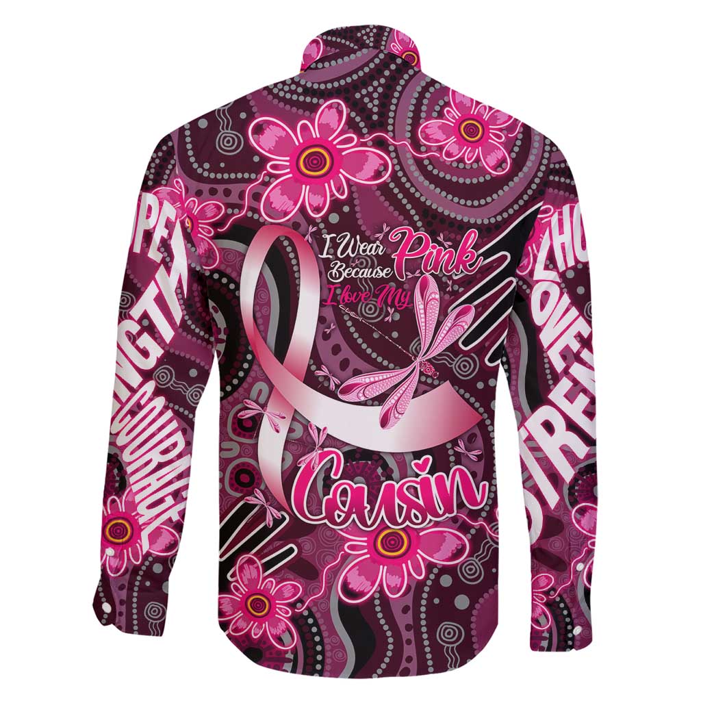 Breast Cancer Australian Aboriginal Family Matching Short Sleeve Bodycon Dress and Hawaiian Shirt I Wear Pink Because I Love My Cousin