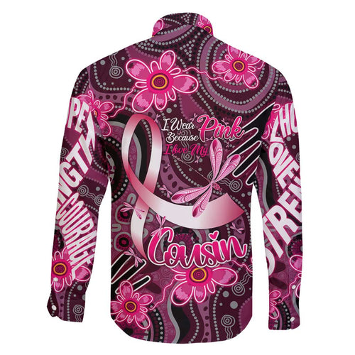 Breast Cancer Australian Aboriginal Family Matching Short Sleeve Bodycon Dress and Hawaiian Shirt I Wear Pink Because I Love My Cousin