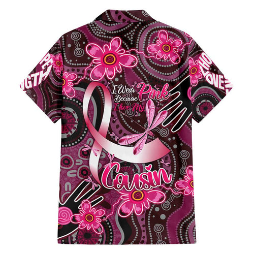 Breast Cancer Australian Aboriginal Family Matching Tank Maxi Dress and Hawaiian Shirt I Wear Pink Because I Love My Cousin