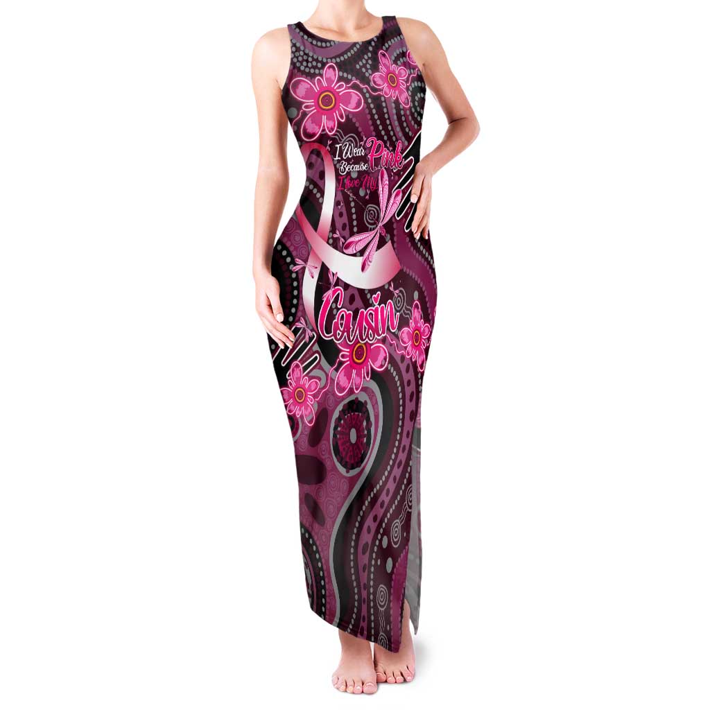 Breast Cancer Australian Aboriginal Family Matching Tank Maxi Dress and Hawaiian Shirt I Wear Pink Because I Love My Cousin