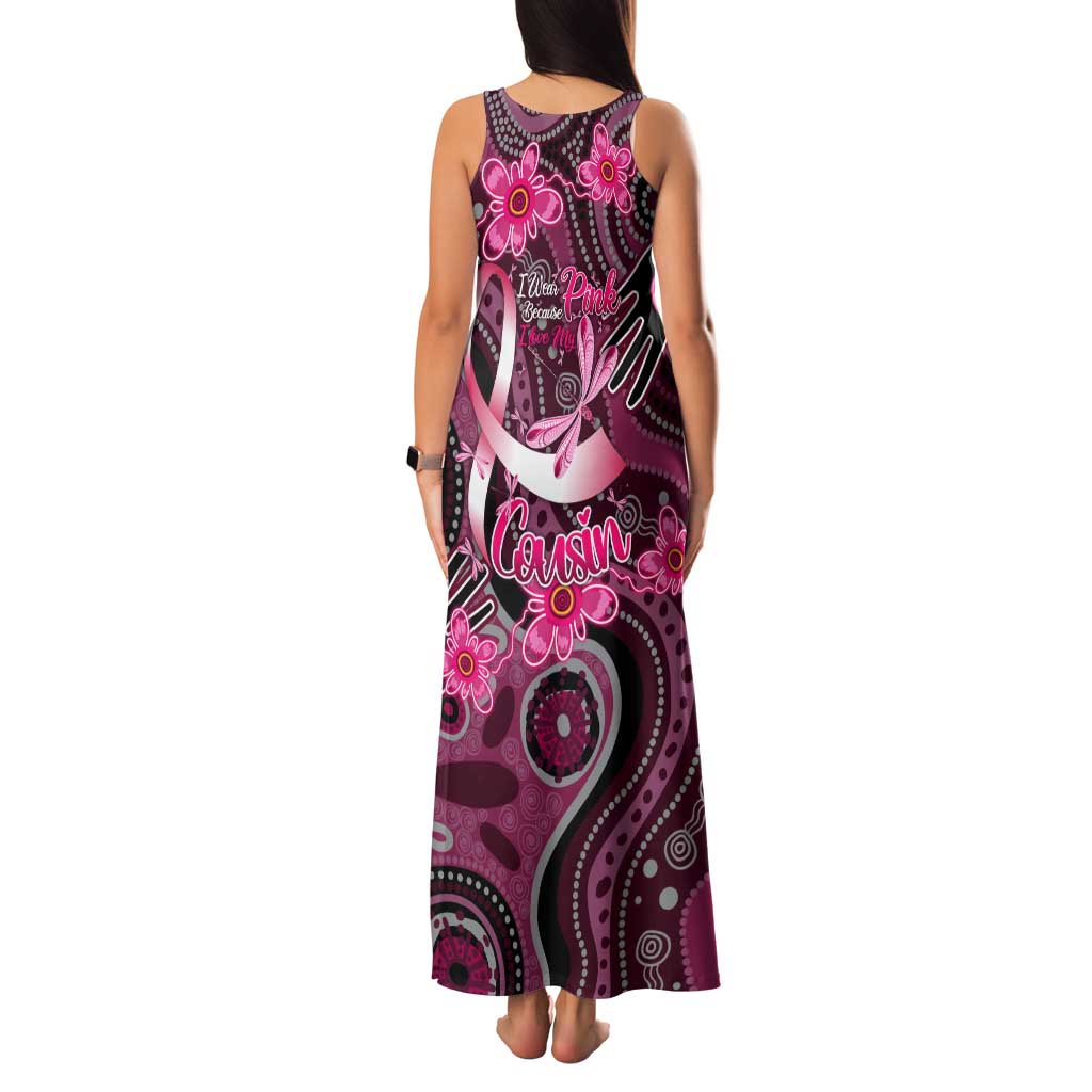Breast Cancer Australian Aboriginal Family Matching Tank Maxi Dress and Hawaiian Shirt I Wear Pink Because I Love My Cousin