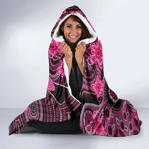 Breast Cancer Australian Aboriginal Hooded Blanket I Wear Pink Because I Love My Cousin