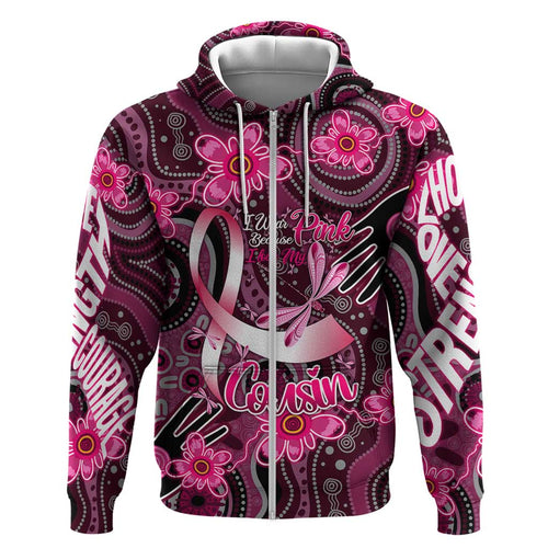 Breast Cancer Australian Aboriginal Hoodie I Wear Pink Because I Love My Cousin