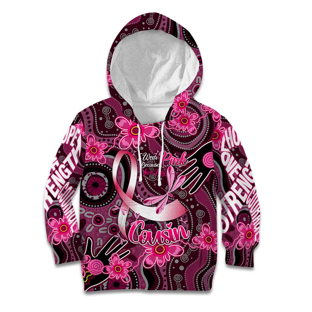 Breast Cancer Australian Aboriginal Kid Hoodie I Wear Pink Because I Love My Cousin