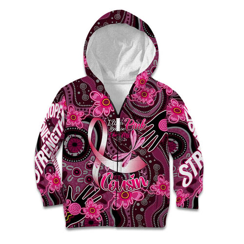 Breast Cancer Australian Aboriginal Kid Hoodie I Wear Pink Because I Love My Cousin