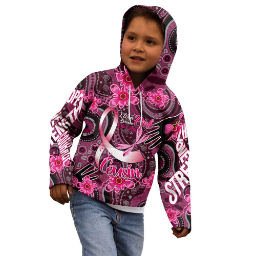 Breast Cancer Australian Aboriginal Kid Hoodie I Wear Pink Because I Love My Cousin