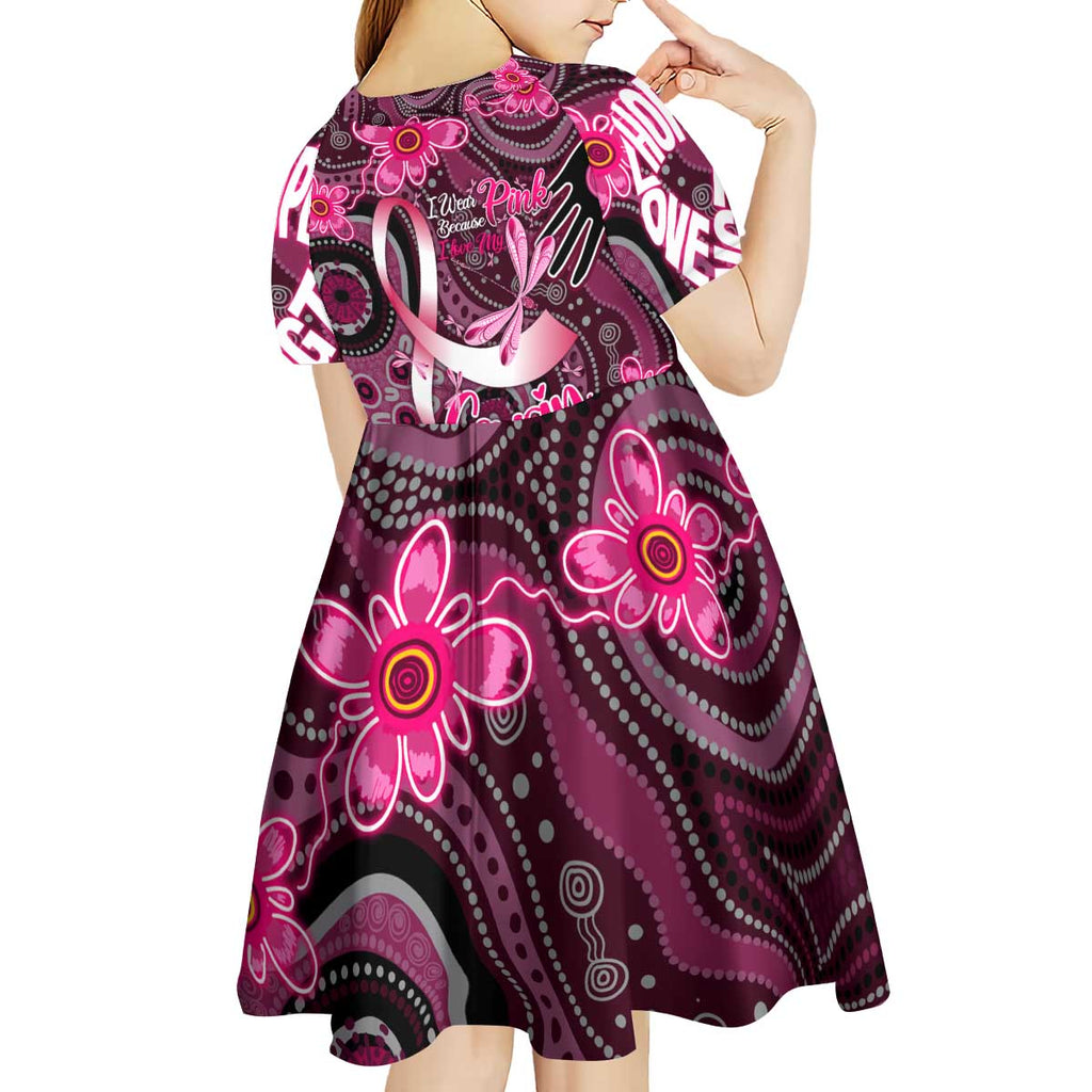 Breast Cancer Australian Aboriginal Kid Short Sleeve Dress I Wear Pink Because I Love My Cousin