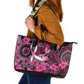 Breast Cancer Australian Aboriginal Leather Tote Bag I Wear Pink Because I Love My Cousin