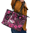 Breast Cancer Australian Aboriginal Leather Tote Bag I Wear Pink Because I Love My Cousin