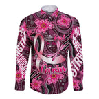 Breast Cancer Australian Aboriginal Long Sleeve Button Shirt I Wear Pink Because I Love My Cousin