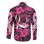 Breast Cancer Australian Aboriginal Long Sleeve Button Shirt I Wear Pink Because I Love My Cousin