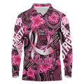 Breast Cancer Australian Aboriginal Long Sleeve Polo Shirt I Wear Pink Because I Love My Cousin
