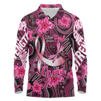 Breast Cancer Australian Aboriginal Long Sleeve Polo Shirt I Wear Pink Because I Love My Cousin