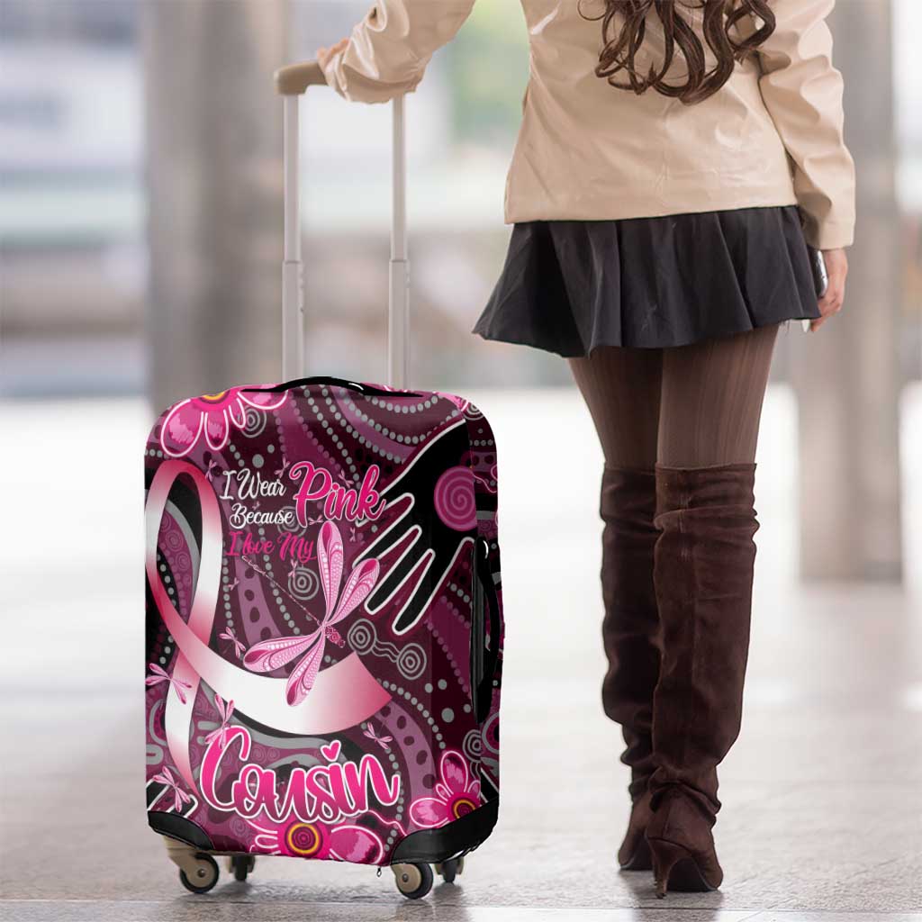Breast Cancer Australian Aboriginal Luggage Cover I Wear Pink Because I Love My Cousin