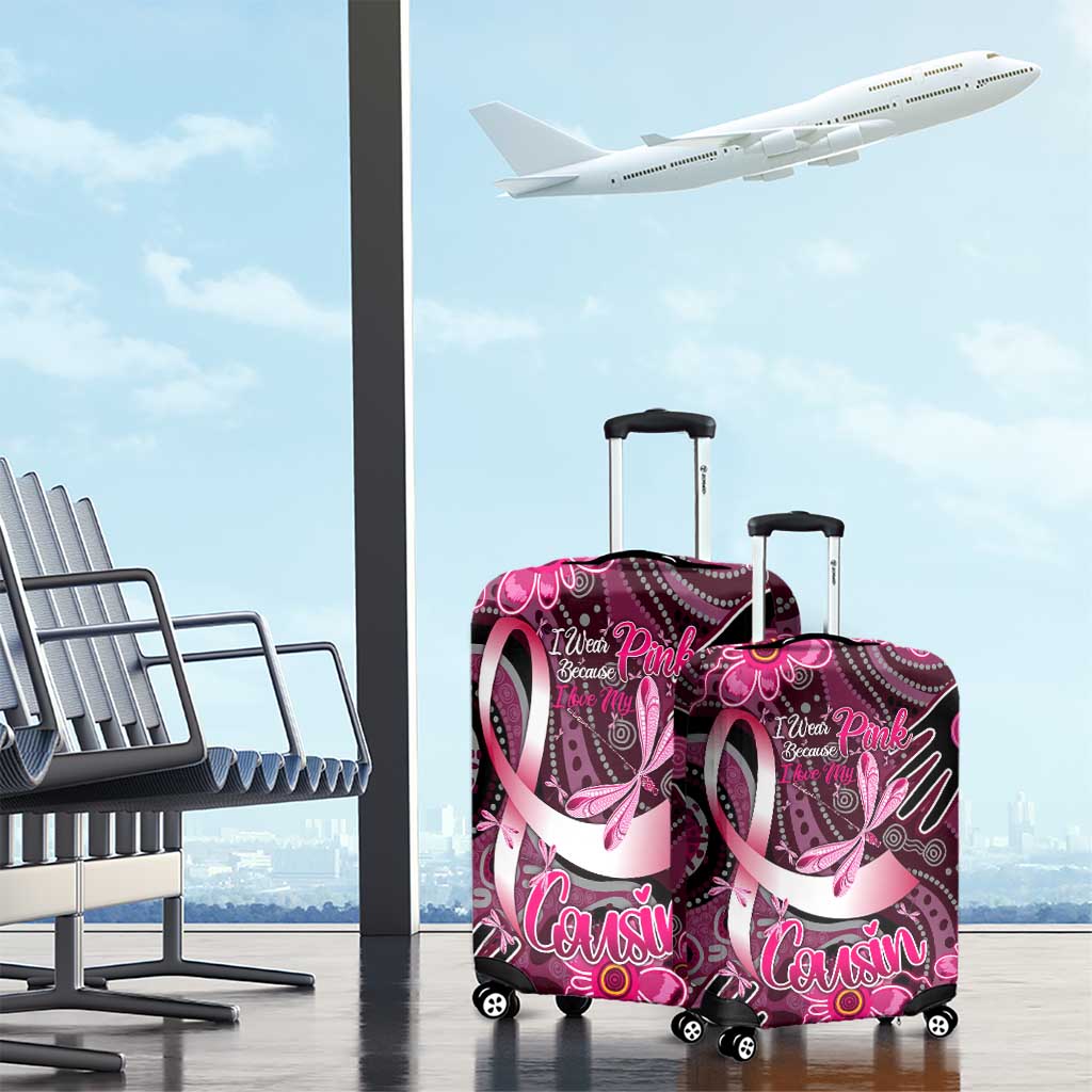 Breast Cancer Australian Aboriginal Luggage Cover I Wear Pink Because I Love My Cousin