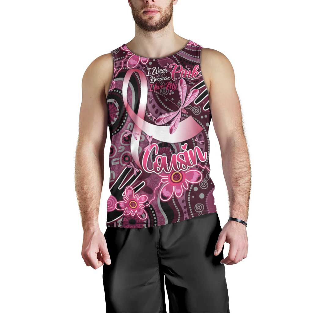Breast Cancer Australian Aboriginal Men Tank Top I Wear Pink Because I Love My Cousin