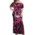 Breast Cancer Australian Aboriginal Off Shoulder Maxi Dress I Wear Pink Because I Love My Cousin