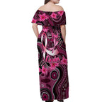 Breast Cancer Australian Aboriginal Off Shoulder Maxi Dress I Wear Pink Because I Love My Cousin