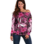 Breast Cancer Australian Aboriginal Off Shoulder Sweater I Wear Pink Because I Love My Cousin