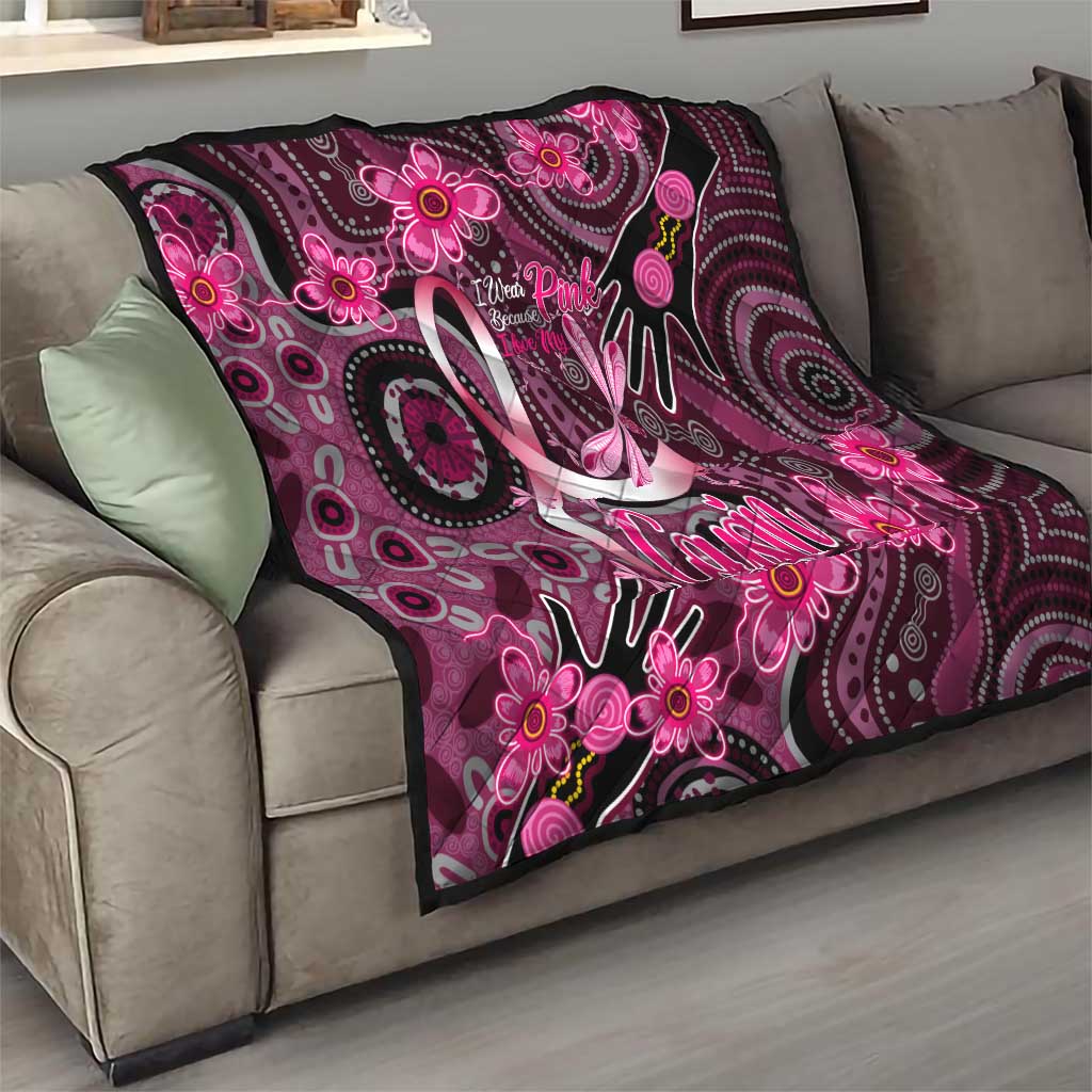Breast Cancer Australian Aboriginal Quilt I Wear Pink Because I Love My Cousin