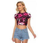 Breast Cancer Australian Aboriginal Raglan Cropped T Shirt I Wear Pink Because I Love My Cousin