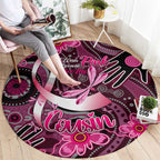 Breast Cancer Australian Aboriginal Round Carpet I Wear Pink Because I Love My Cousin