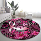 Breast Cancer Australian Aboriginal Round Carpet I Wear Pink Because I Love My Cousin