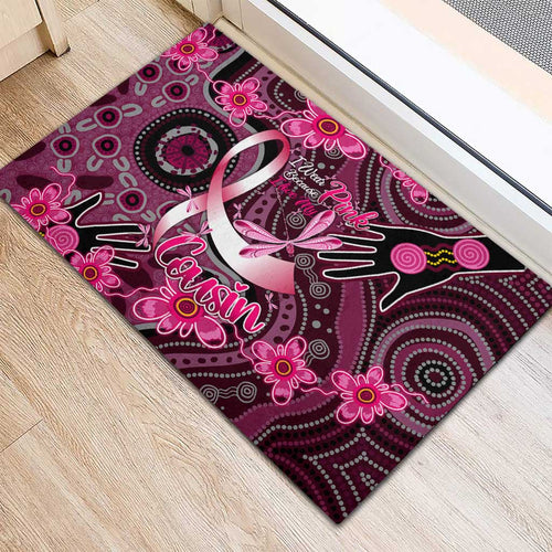 Breast Cancer Australian Aboriginal Rubber Doormat I Wear Pink Because I Love My Cousin