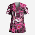 Breast Cancer Australian Aboriginal Scrub Top I Wear Pink Because I Love My Cousin - Aussie Hoodie