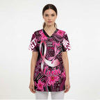 Breast Cancer Australian Aboriginal Scrub Top I Wear Pink Because I Love My Cousin - Aussie Hoodie
