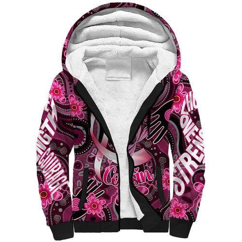 Breast Cancer Australian Aboriginal Sherpa Hoodie I Wear Pink Because I Love My Cousin