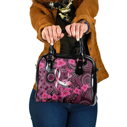 Breast Cancer Australian Aboriginal Shoulder Handbag I Wear Pink Because I Love My Cousin