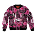Breast Cancer Australian Aboriginal Sleeve Zip Bomber Jacket I Wear Pink Because I Love My Cousin