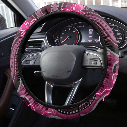 Breast Cancer Australian Aboriginal Steering Wheel Cover I Wear Pink Because I Love My Cousin