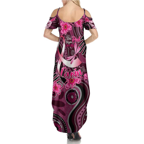 Breast Cancer Australian Aboriginal Summer Maxi Dress I Wear Pink Because I Love My Cousin