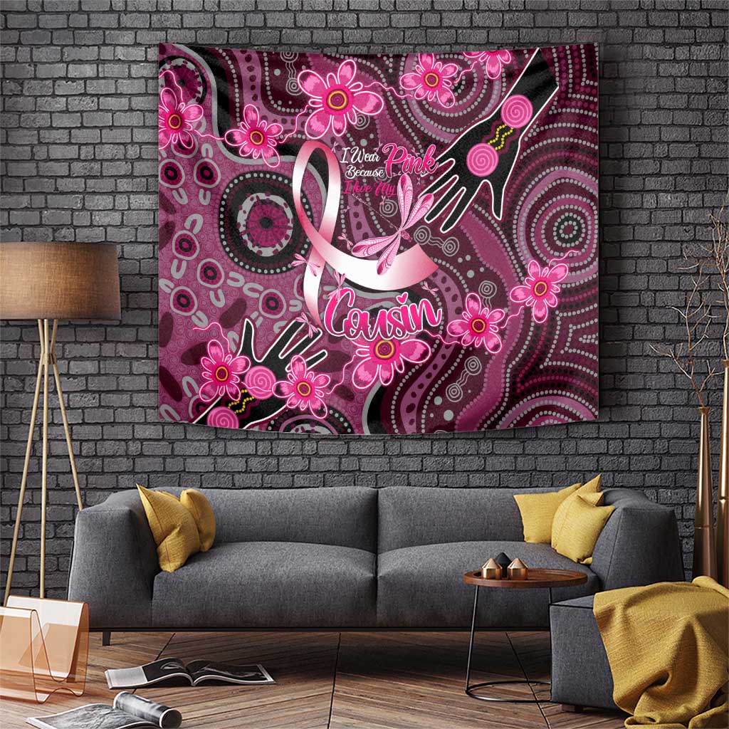 Breast Cancer Australian Aboriginal Tapestry I Wear Pink Because I Love My Cousin