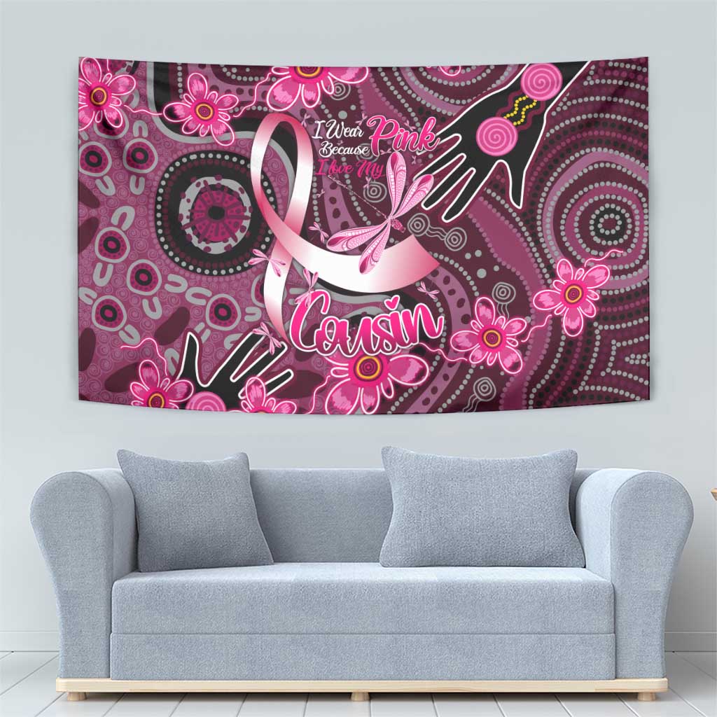 Breast Cancer Australian Aboriginal Tapestry I Wear Pink Because I Love My Cousin