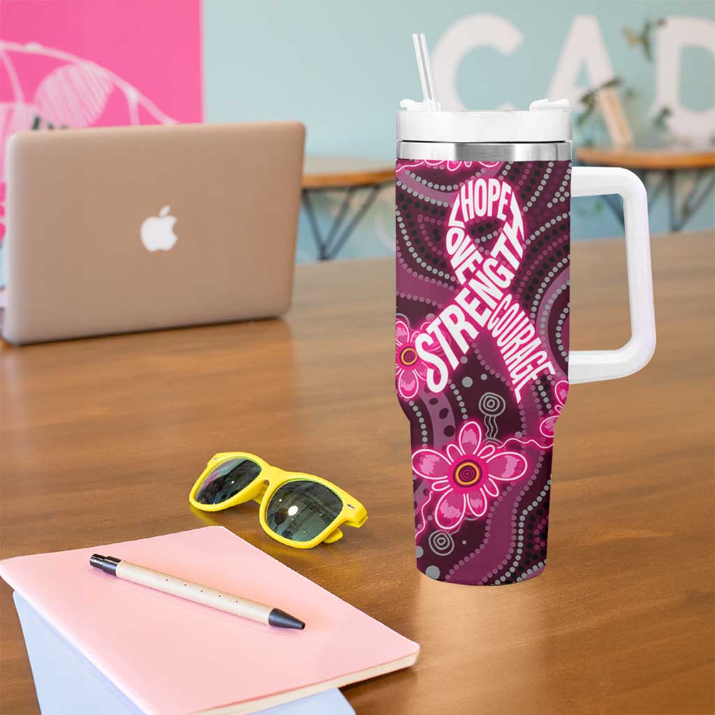 Breast Cancer Australian Aboriginal Tumbler With Handle I Wear Pink Because I Love My Cousin