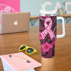 Breast Cancer Australian Aboriginal Tumbler With Handle I Wear Pink Because I Love My Cousin