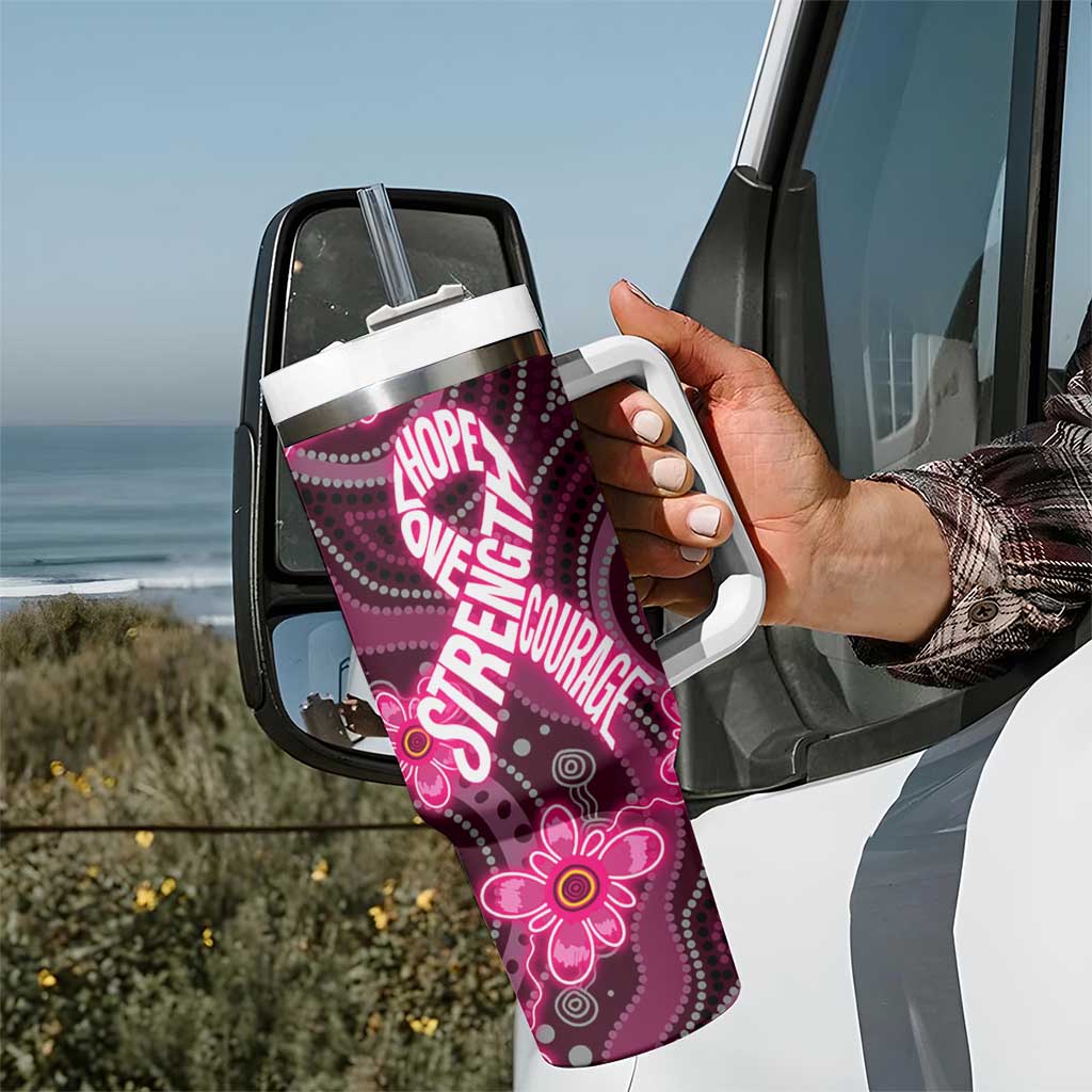Breast Cancer Australian Aboriginal Tumbler With Handle I Wear Pink Because I Love My Cousin