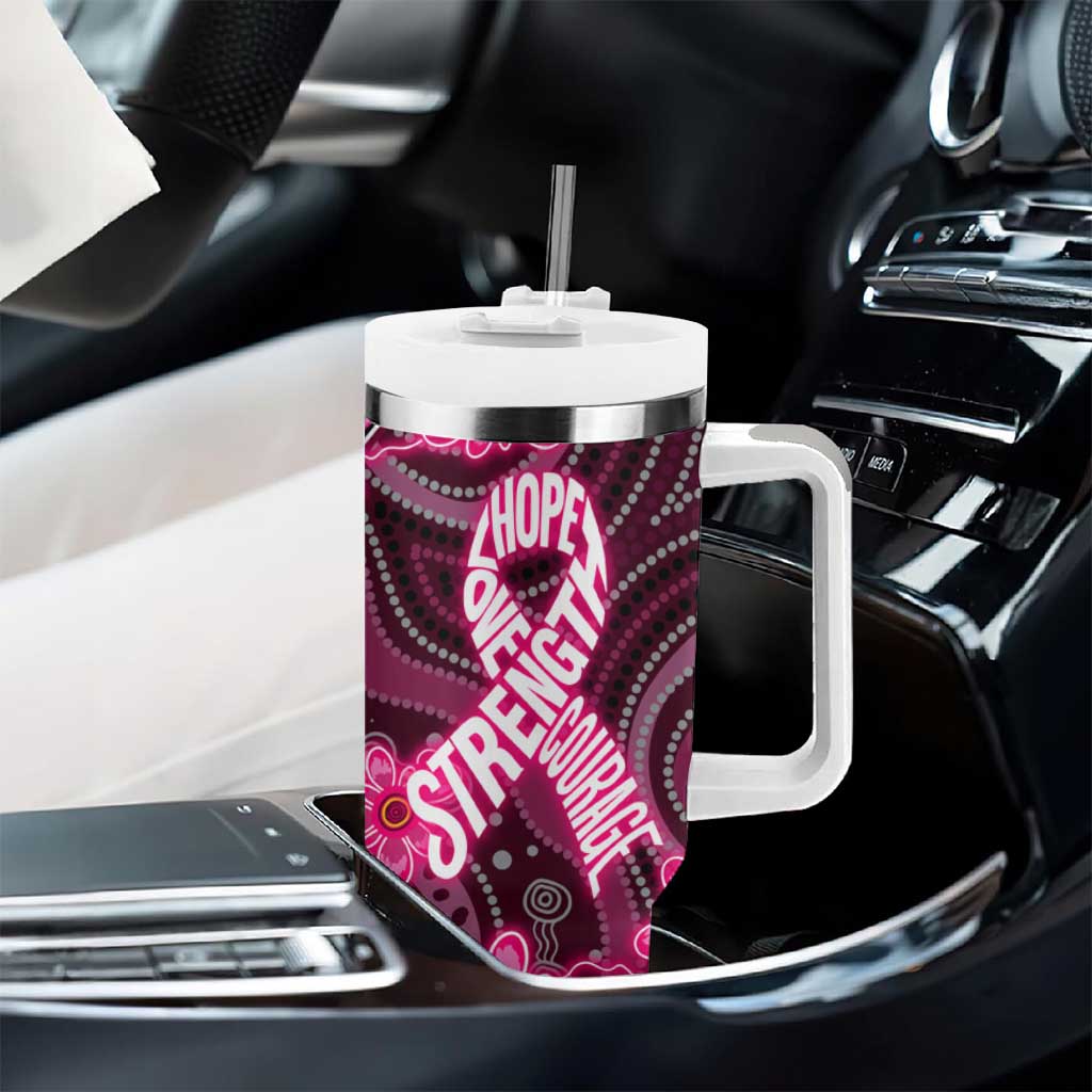 Breast Cancer Australian Aboriginal Tumbler With Handle I Wear Pink Because I Love My Cousin