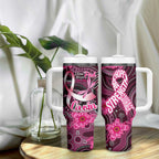 Breast Cancer Australian Aboriginal Tumbler With Handle I Wear Pink Because I Love My Cousin